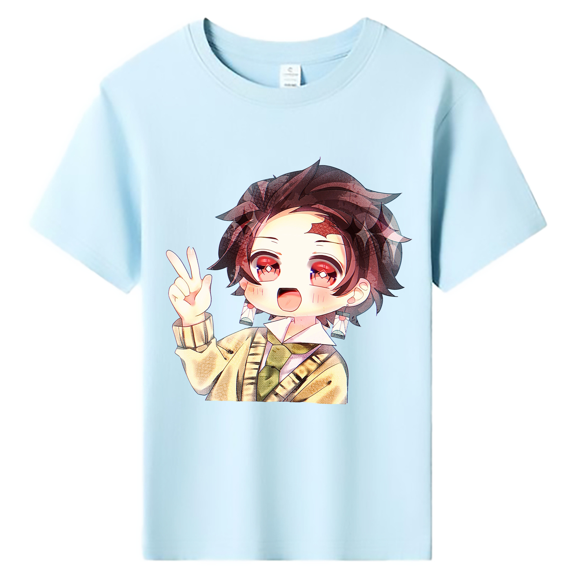（画像用） 鬼滅の刃 竈門 炭治郎／かまど たんじろう Kamado Tanjirou 綿100％キッズTシャツ（フロントプリント）